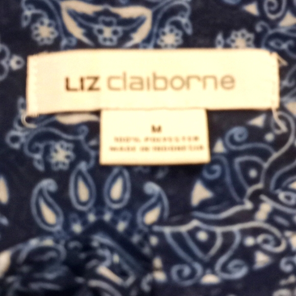 Liz Claiborne Cap Sleeve  Printed Sheer Blouse -#0121 - Picture 12 of 12